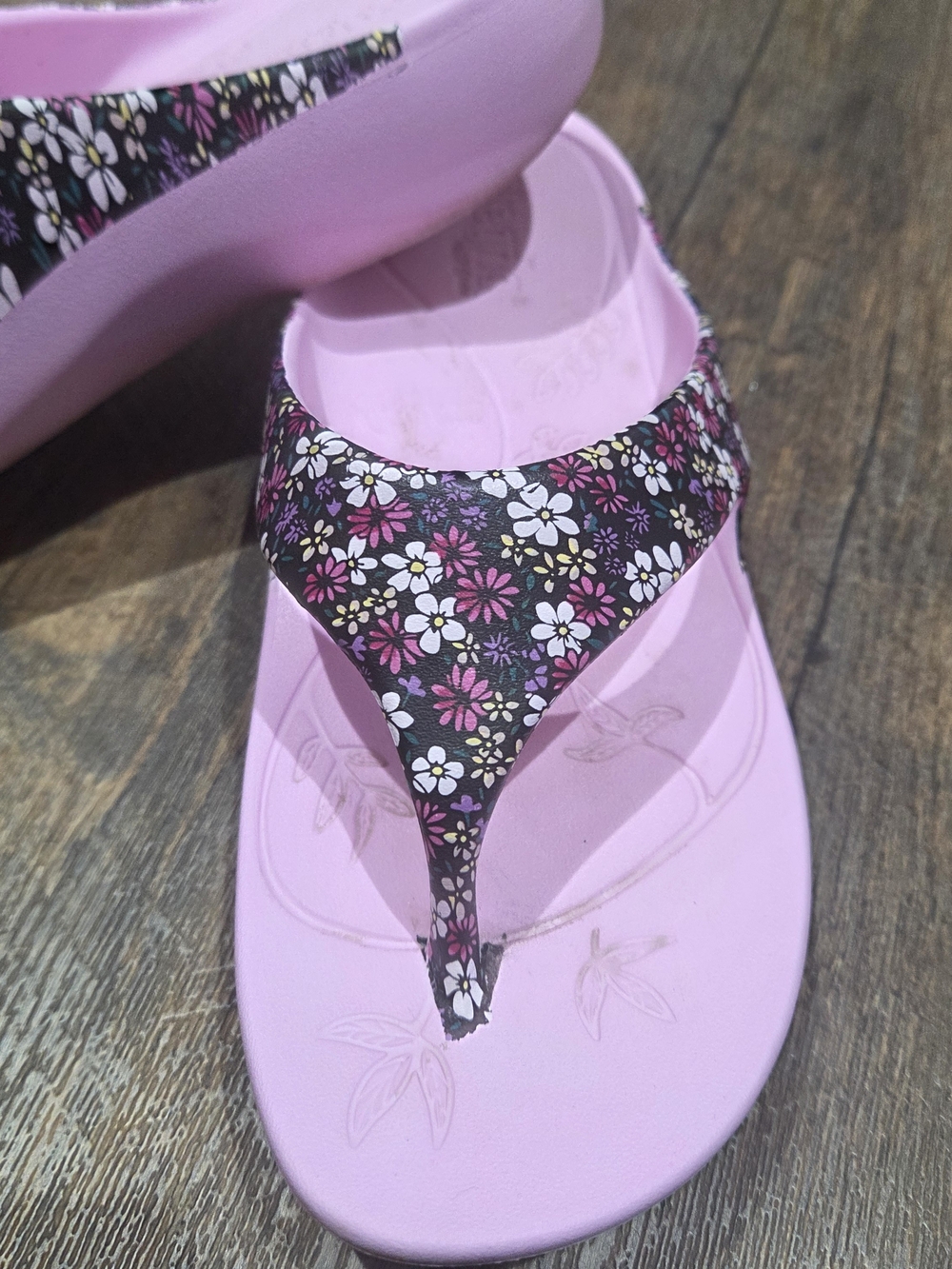 Alegria Pink Floral Thong Sandals - Picture 2 of 11